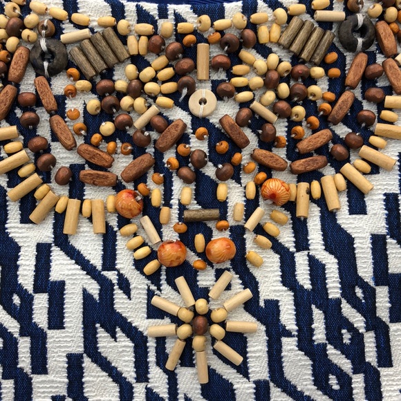 Anthro Moulinette Soeurs Blue Navy Bead Neck Dress - Picture 6 of 8